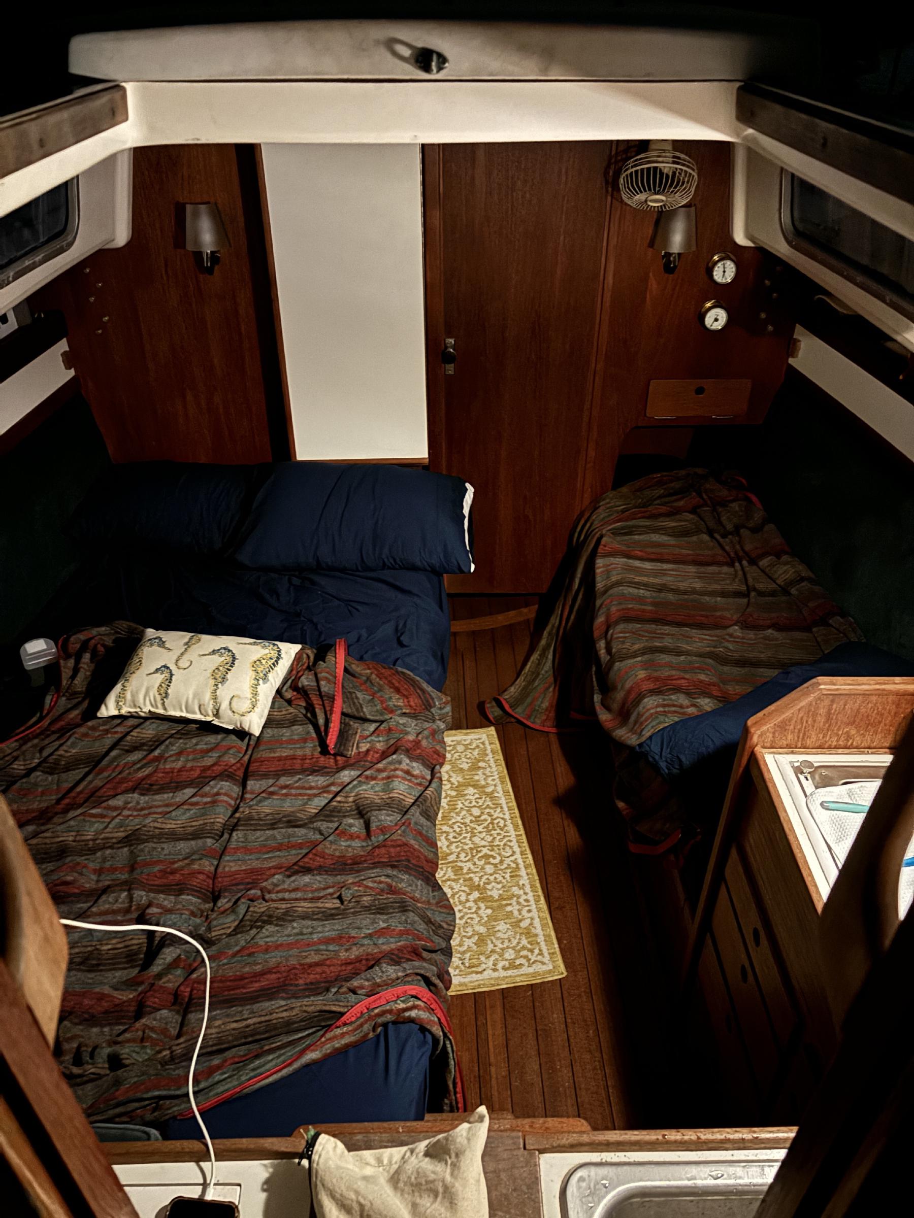 Sleeping setup in the cabin